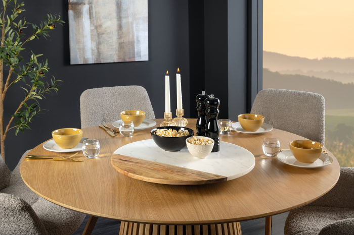 Placă rotativă SERVANT 50 cm marmură albă lemn de mango [6]