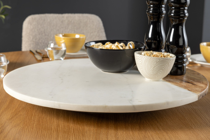 Placă rotativă SERVANT 50 cm marmură albă lemn de mango [5]