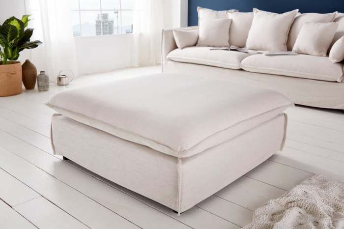 Scaun HEAVEN 100 cm cu husă detașabilă din țesătură texturată de in natural [2]
