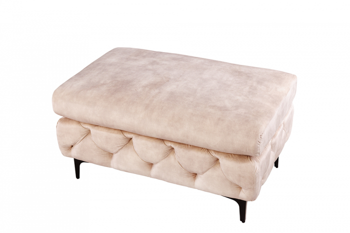 Puf Modern Barock cu tapiterie din catifea si lemn de pin, bej deschis [1]