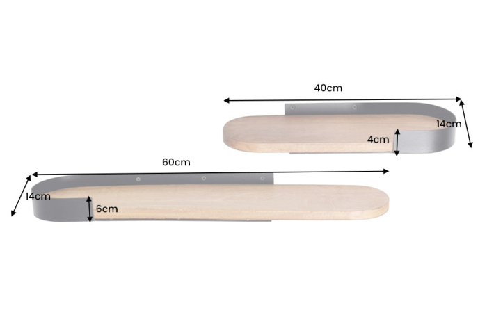 Raft de perete PURE NATURE 40-60 cm, set de 2 bucăți, lemn de mango [10]