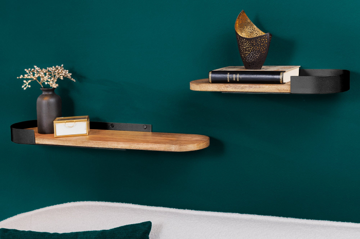 Raft de perete PURE NATURE 40-60 cm, set de 2 bucăți, lemn de mango [3]