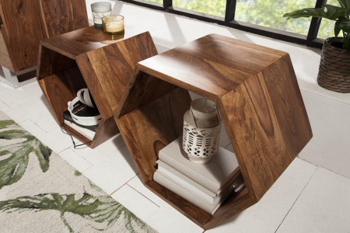 Raft hexagonal din lemn Sheesham [4]