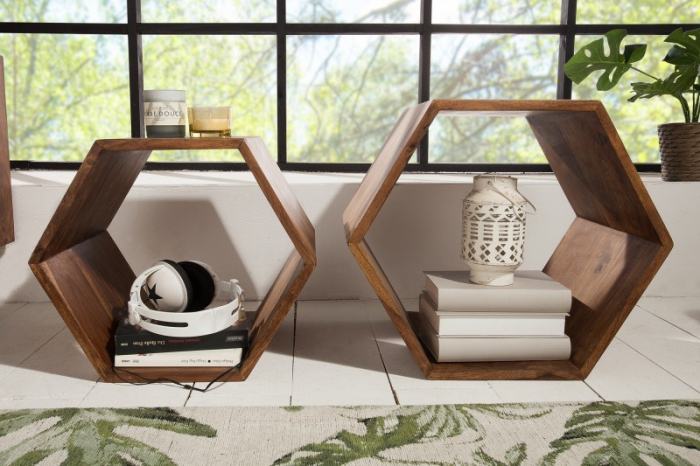 Raft hexagonal din lemn Sheesham [3]