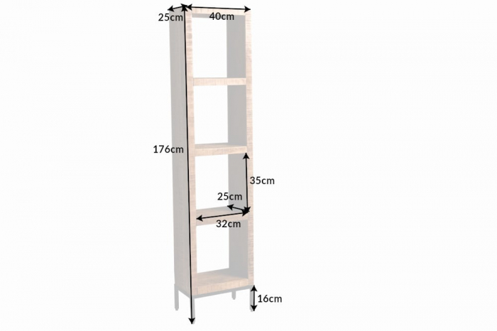 Raft din lemn masiv de mango Iron Craft, 180x40 cm [10]
