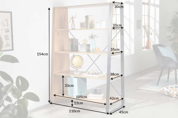 Raft din MDF înfoliat și cadre metallic Studio, 155 cm [6]