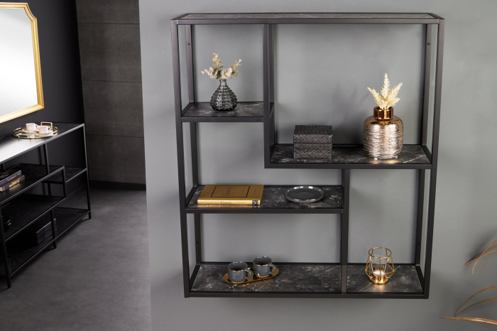 Raft pentru perete SLIM LINE cu aspect de marmura antracit, 75x90 cm [3]