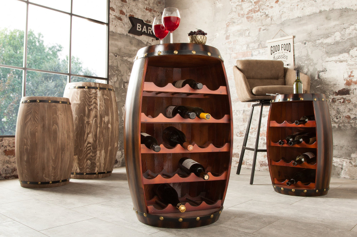 Raft pentru vin BODEGA din lemn de brad cafea, 80 cm [3]