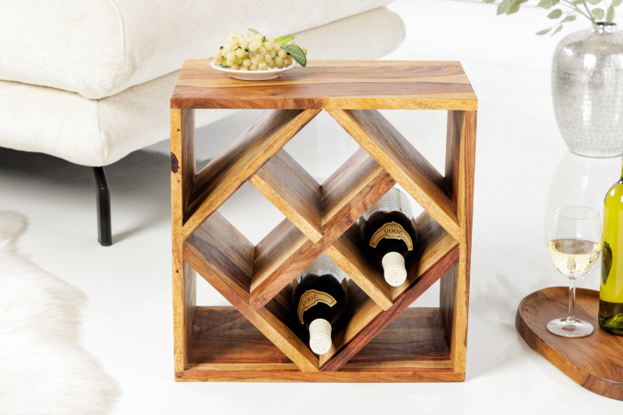 Raft pentru vin CUBUS din lemn seesham, 40 cm [3]