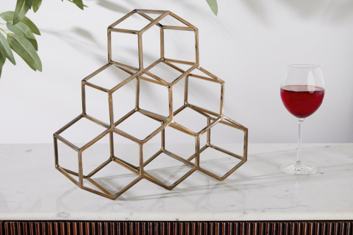 Raft pentru vin HONEYCOMB 35 cm pentru 6 sticle, auriu [4]