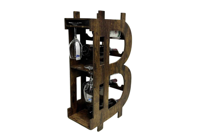 Raft pentru vinuri Half BITCOIN 70 cm, pin natural [9]