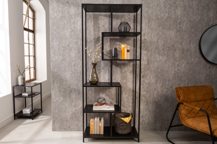 Raft SLIM LINE din lemn de stejar negru, 185x77 cm [3]