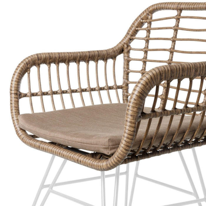 Scaun de exterior din rattan si cadru din oțel alb 57 x 62 x 80 cm [3]