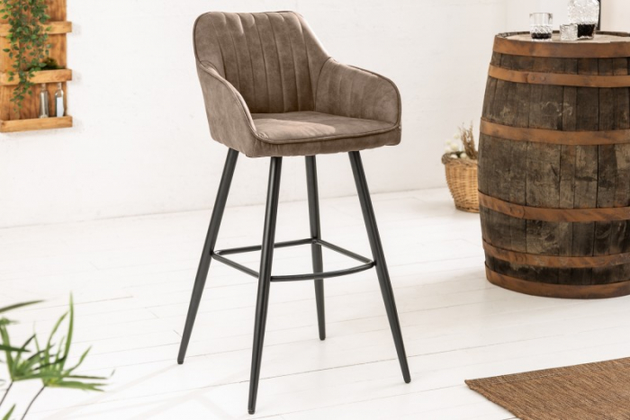 Set 2 scaune bar Turin grej din microfibră și cadru metalic, 102 cm [3]