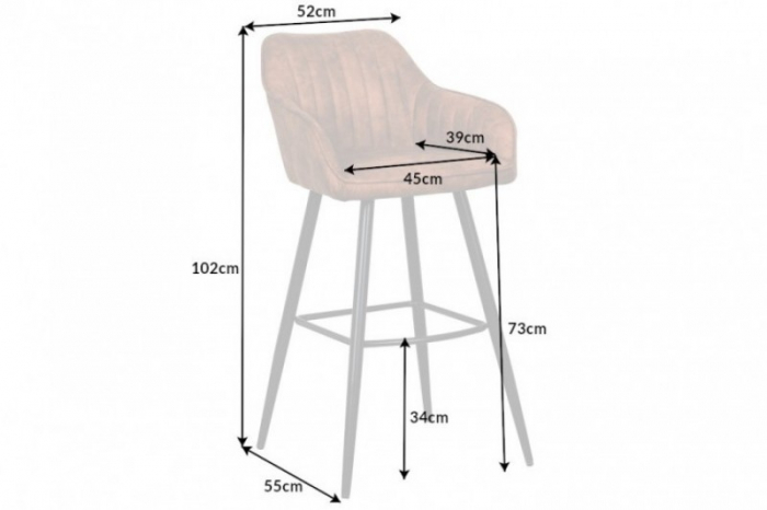 Set 2 scaune bar Turin maro din microfibră și cadru metalic, 102 cm [7]