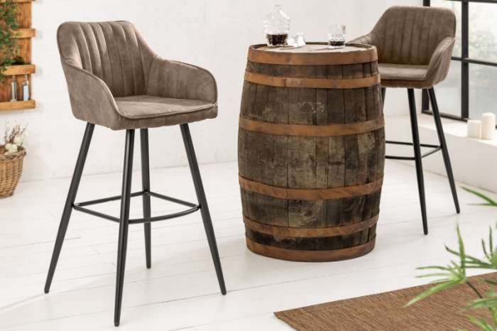 Set 2 scaune bar Turin grej din microfibră și cadru metalic, 102 cm [2]