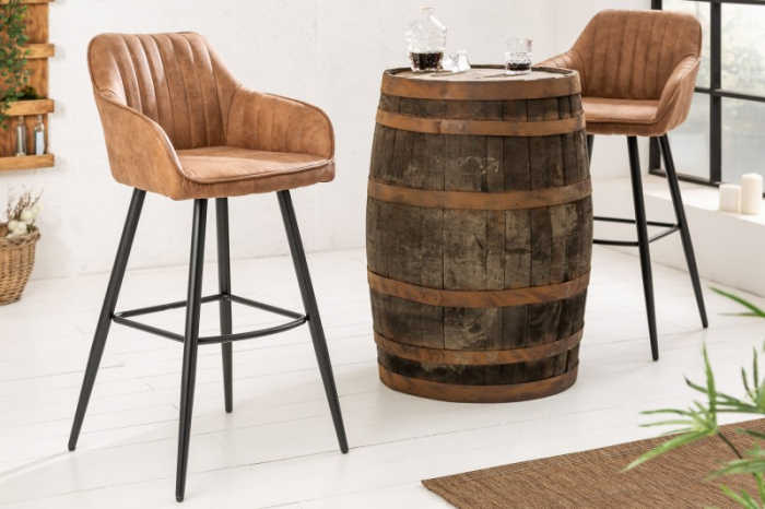 Set 2 scaune bar Turin maro din microfibră și cadru metalic, 102 cm [3]