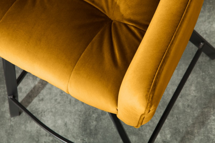 Scaun bar Loft galben din catifea și cadru metalic, 100 cm [6]