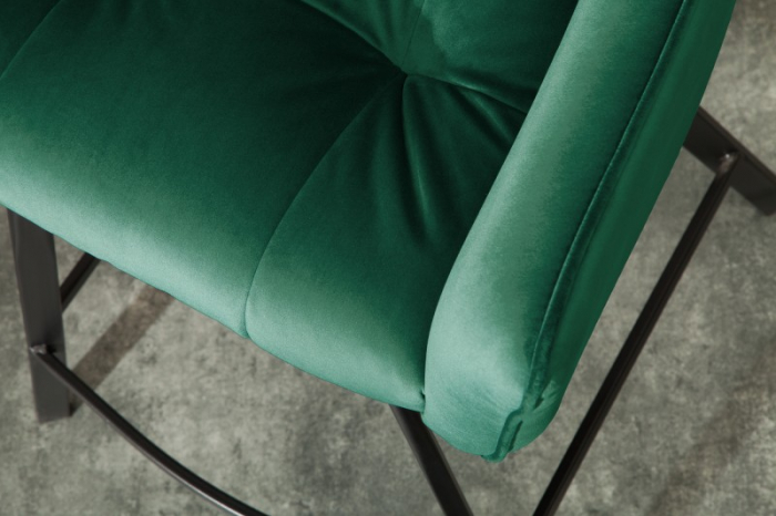 Scaun bar Loft verde din catifea și cadru metalic, 100 cm [2]