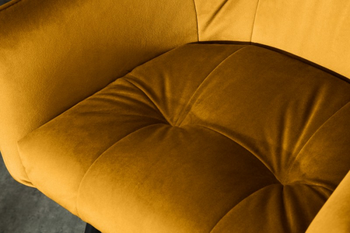 Scaun bar Loft galben din catifea și cadru metalic, 100 cm [5]