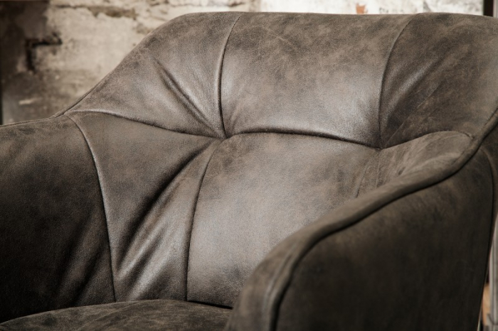 Scaun bar Loft gri închis din microfibră și cadru metalic, 100 cm [4]