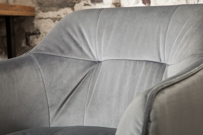 Scaun bar Loft gri deschis din catifea și cadru metalic, 100 cm [4]