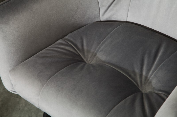 Scaun bar Loft gri deschis din catifea și cadru metalic, 100 cm [3]