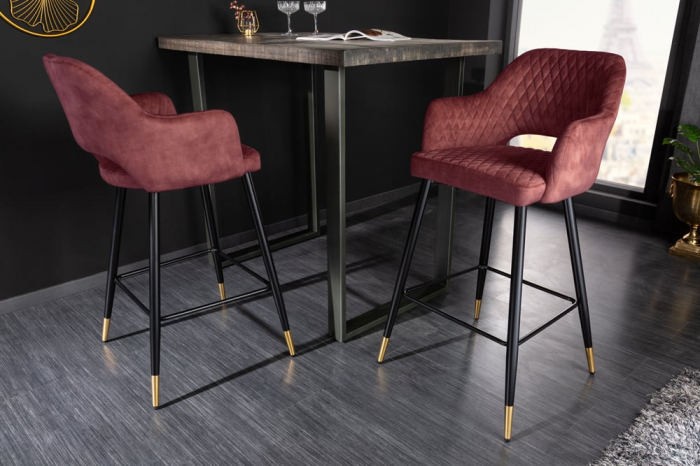 Scaun bar Paris cu tapterie din catifea [3]