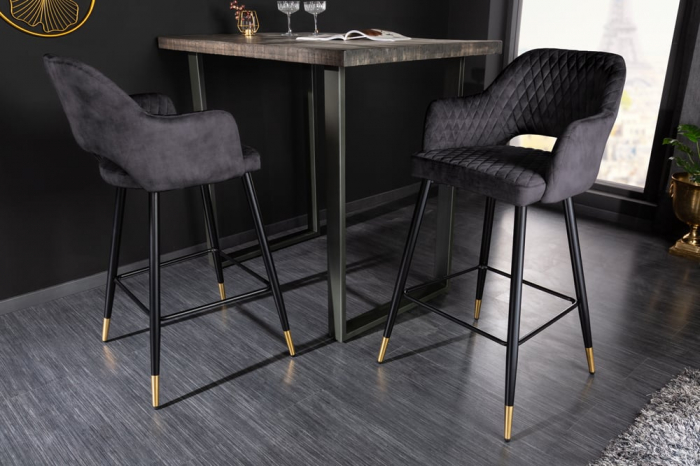 Scaun bar Paris cu tapterie din catifea [3]