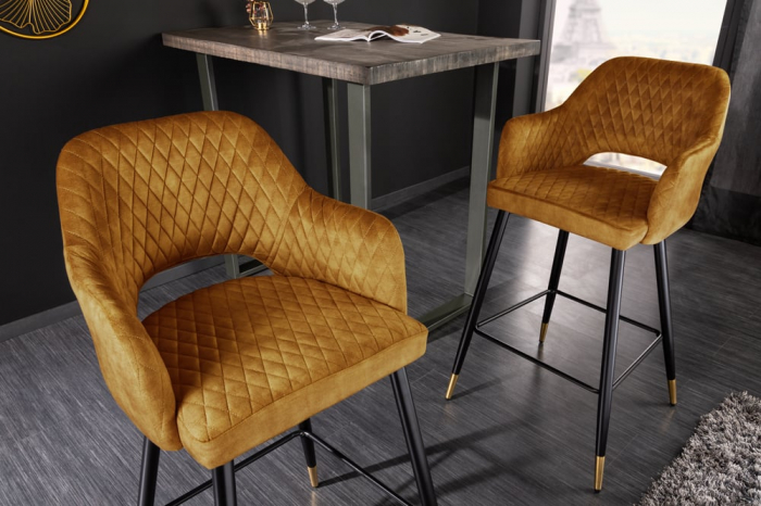 Scaun bar Paris cu tapterie din catifea [2]