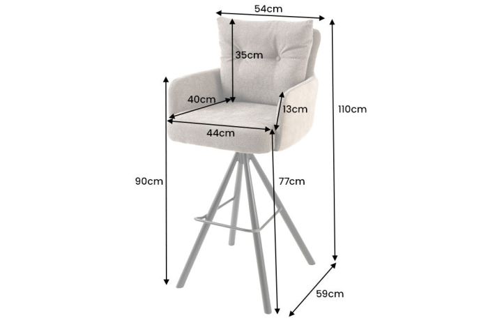 Scaun bar rotative BIG GEORGE din catifea antracit  [9]