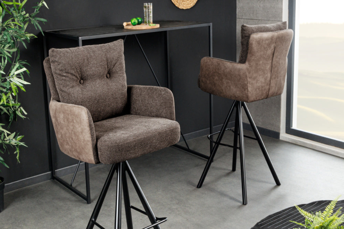 Scaun bar rotative BIG GEORGE din catifea taupe  [3]