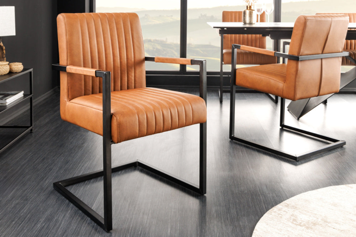 Scaun BIG ASTON din piele vintage cognac [2]