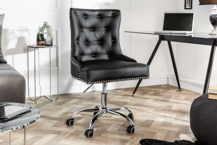 Scaun birou negru ajustabil din piele Victorian [2]