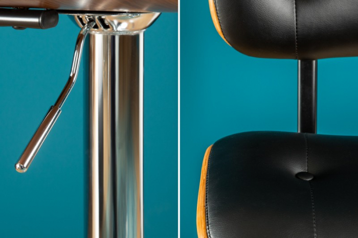 Scaun bar negru ajustabil din piele Classico [6]