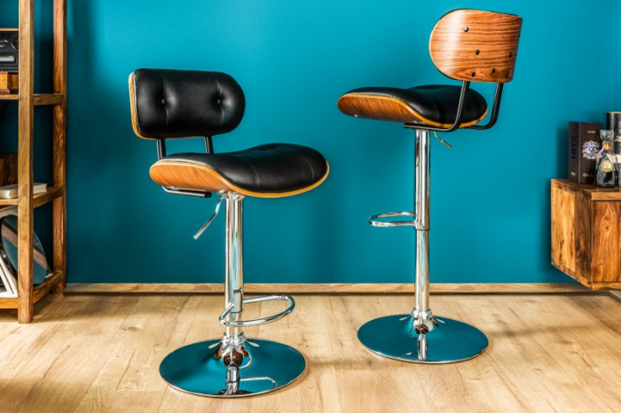 Scaun bar negru ajustabil din piele Classico [2]