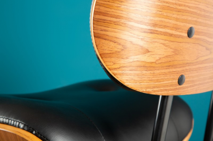 Scaun bar negru ajustabil din piele Classico [4]