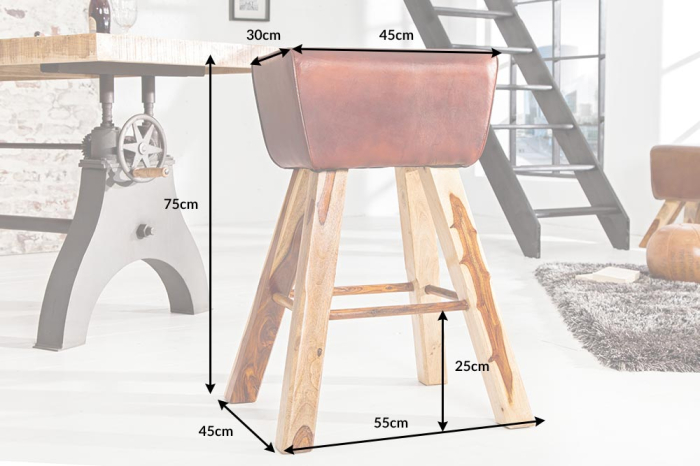 Scaun BOCK din lemn de mango si sezut din piele [6]