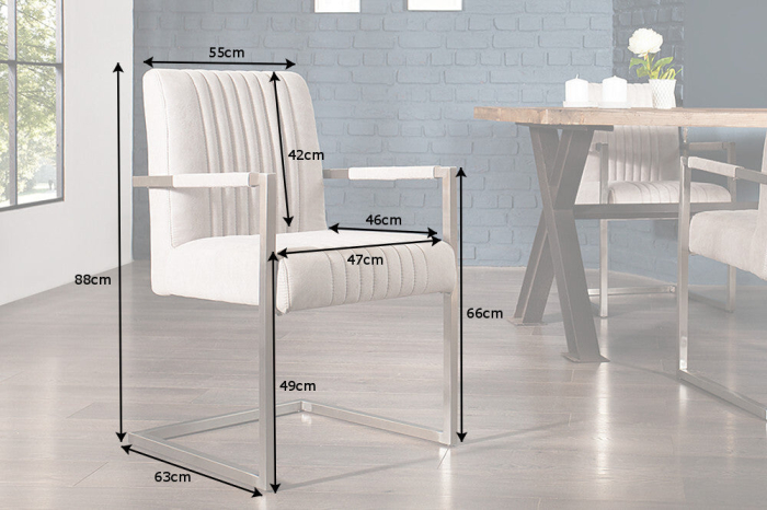 Scaun cantilever BIG ASTON cu cotiere din microfibră gri piatră [8]