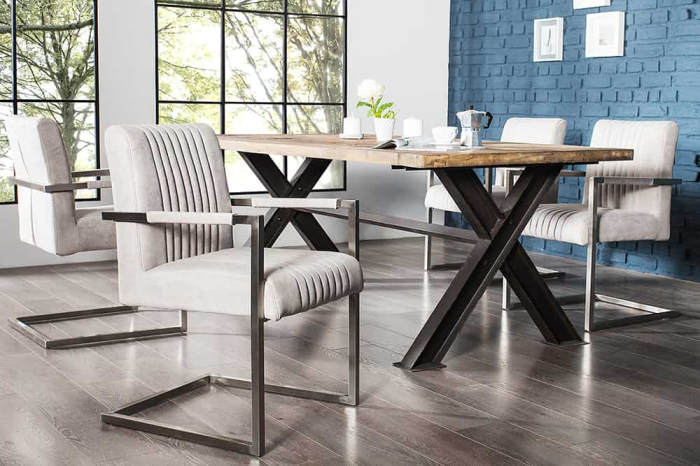 Scaun cantilever BIG ASTON cu cotiere din microfibră gri piatră [3]