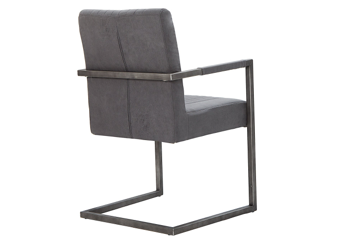 Scaun cantilever BIG ASTON cu cotiere și picioare din fier periat, microfibră gri vintage [7]