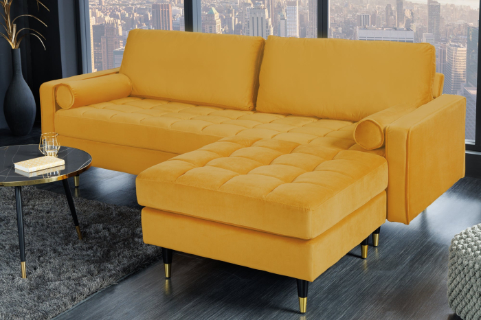 Scaun COZY VELVET 80 cm catifea galben muștar [4]