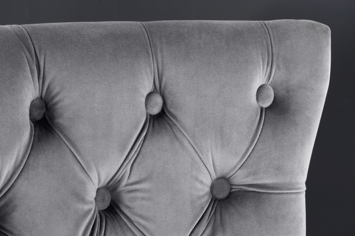 Scaun de bar CASTLE DELUXE din catifea gri cu accesoriu in forma de cap de leu [6]