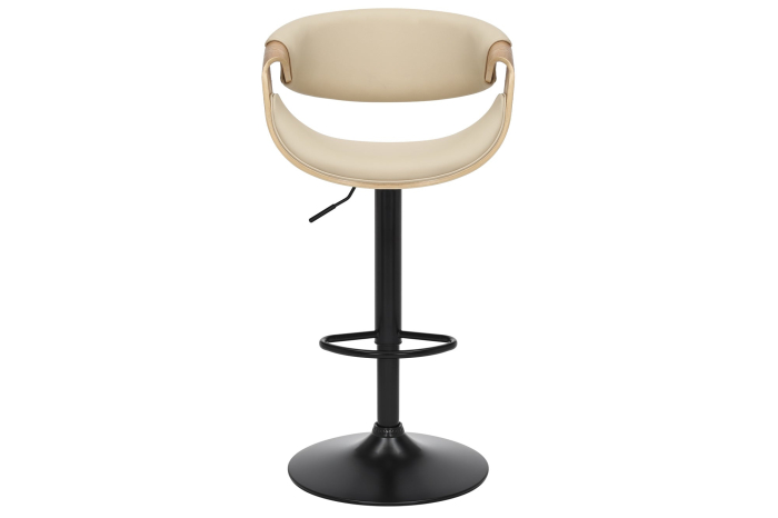 Scaun de bar ORGANIC rotative din piele artificiala bej si lemn de stejar, 89-100 cm [4]