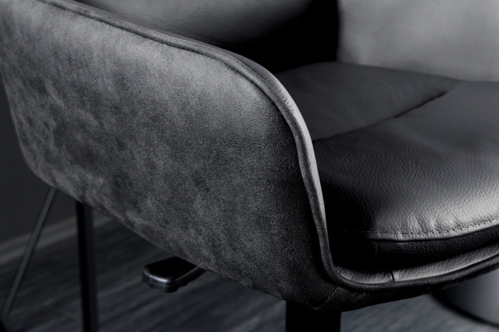 Scaun de bar rotativ BIG GEORGE din piele antracit cu inaltime ajustabila [7]