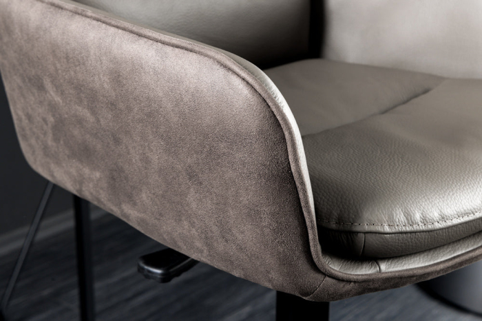 Scaun de bar rotativ BIG GEORGE din piele taupe cu inaltime ajustabila [6]