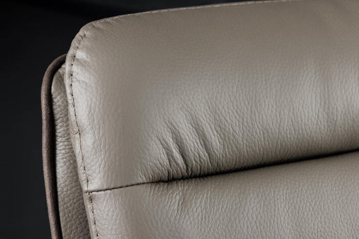 Scaun de bar rotativ BIG GEORGE din piele taupe cu inaltime ajustabila [5]