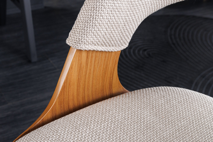 Scaun de bar rotativ MANHATTAN din material texturat bej si lemn de frasin, 64-85 cm [7]