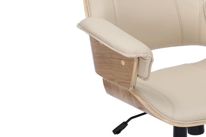 Scaun de birou MANHATTAN rotative din piele artificiala bej si lemn de stejar, 44-54 cm [8]