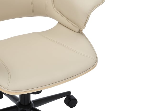 Scaun de birou MANHATTAN rotative din piele artificiala bej si lemn de stejar, 44-54 cm [9]